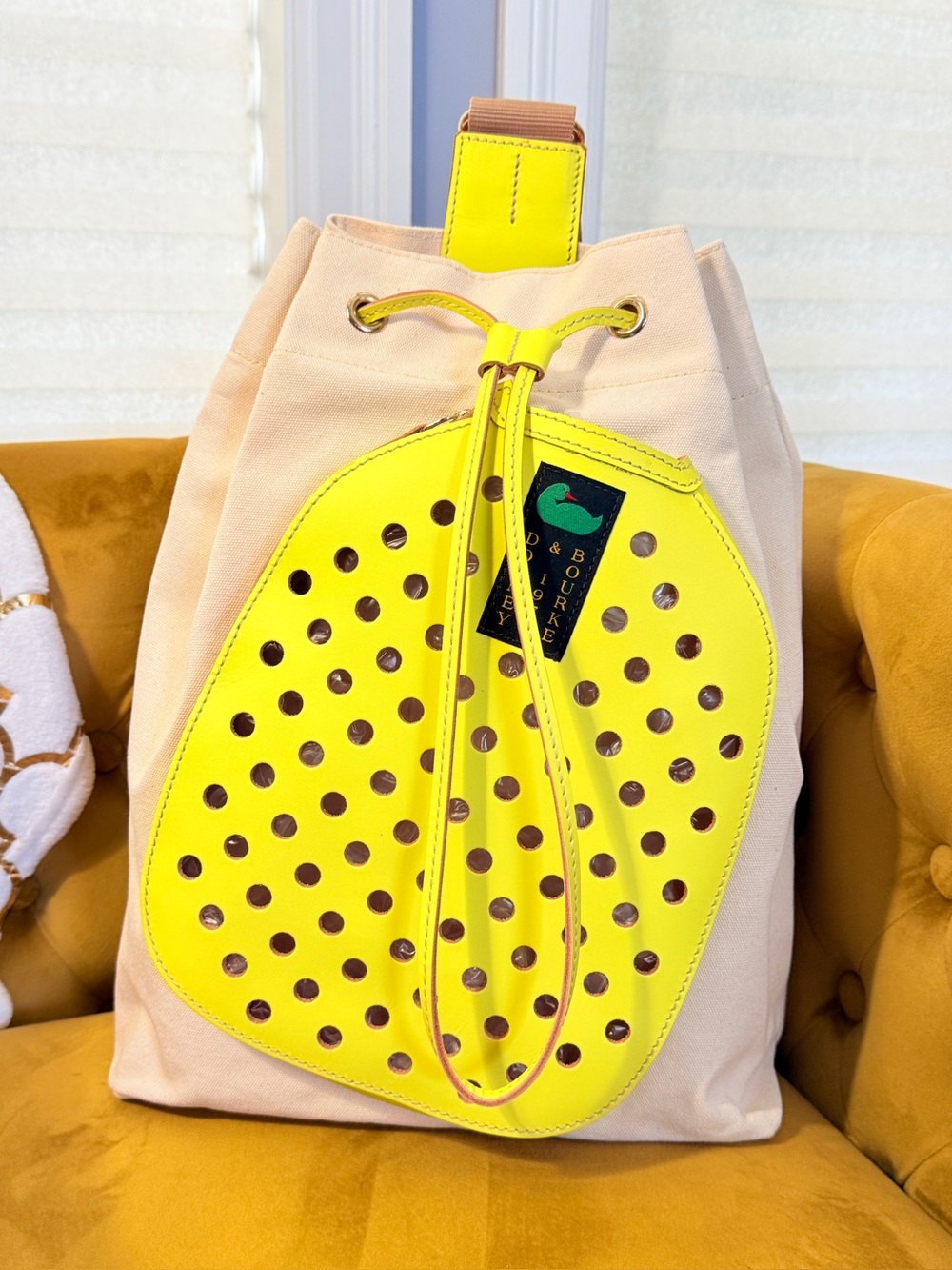 Dooney & Bourke Canvas Pickleball Sling Bag Yellow NWT